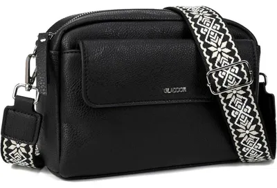 Productafbeelding van Dameshandtas van Polyurethanleer, zwart, 22x6,5x17 cm, met brede schouderband