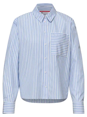Produktbild von Street One Striped shirtcollar blouse w b original blue 42