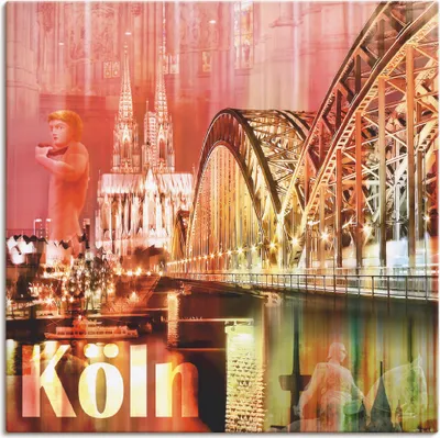 Produktbild von ARTland Leinwandbild Köln Skyline Abstrakte Collage I Größe: 40x40 cm
