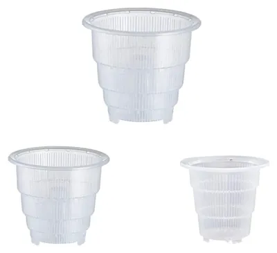 Imagen del producto de Macetas de plástico transparente para orquídeas, con agujeros, - paquete de 3 unidades para el cuidado de plantas