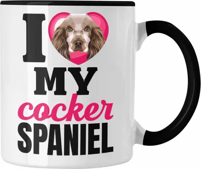Produktbild von Trendation - Cocker Spaniel Besitzerin Tasse Geschenk Lustiger Spruch Geschenkidee I Love My Cocker Spaniel (Schwarz)