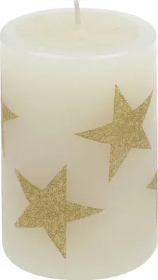 Produktbild von Weihnachtskerzen Stumpenkerze "Multistern" Champagner 100/68 mm