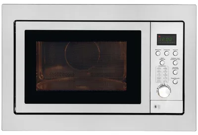 Produktbild von Exquisit Einbau Mikrowelle 900W, 1100W Grill, 2500W Heißlulft,  Drehteller: 31,5cm Ø, Einaurahmen, Inox, 910095