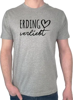 Produktbild von Huuraa Herren T-Shirt Erding verliebt XL Sport Grey Bio Baumwolle Fairtrade Herrenshirt Geschenkidee