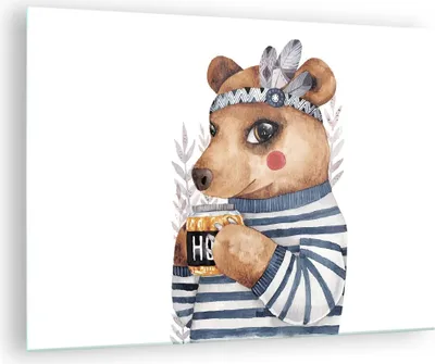 Produktbild von Bilder auf glas - Einteilig - Anthropomorphisierung Bär Kinder - 70x50cm - Glasbilder - Wandbilder - Bilder - Wanddekoration aus Glas - Glas Bilder - Wandbild auf Glas - GAA70x50-4367