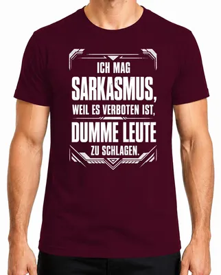 Immagine prodotto di T-shirt da uomo, colore bordeaux, taglia L, con scritta sarcastica: "È vietato fare dichiarazioni a persone stupide"