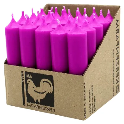Produktbild von Stabkerzen aus Paraffin, 100/22 mm, Aubergine, Brenndauer ca. 4h, 25 Stück pro Verpackung