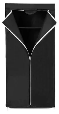 Produktbild von Zusammenklappbarer Stoff-Kleiderschrank mit Kleiderstange – Schwarz – 75 x 160 x 45 cm