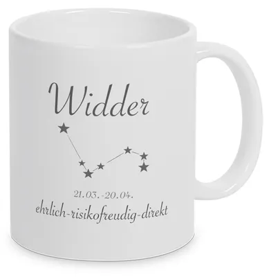 Bandneu ! Sichere dir jetzt für dich selbst oder als Geschenk die einzigartige Sternzeichen Widder Tasse von TassenKing.com