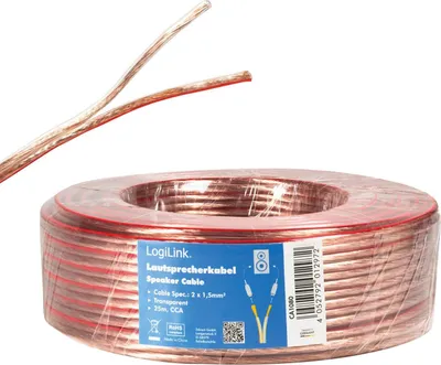 Zdjęcie produktu dla Kabel głośnikowy 2x1,5 25m Przezroczysty