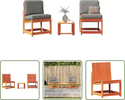 Immagine prodotto di The Living Store Set da giardino 3 pezzi in legno di pino massiccio marrone cera