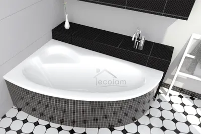 Produktbild von ECOLAM Badewanne Eckbadewanne Eckwanne Acryl Natalia weiß 150x100 cm LINKS + Ablaufgarnitur Ab- und Überlauf Automatik Füße Silikon Set