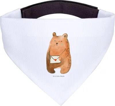 Produktbild von Mr. & Mrs. Panda Halstuch Für Hunde Bär Vermissen - Weiß - Geschenk, Freund, Verreist, Hund, Unglücklich Verliebt, Liebeskummer, Reise, Tuch, Teddy, Freundin