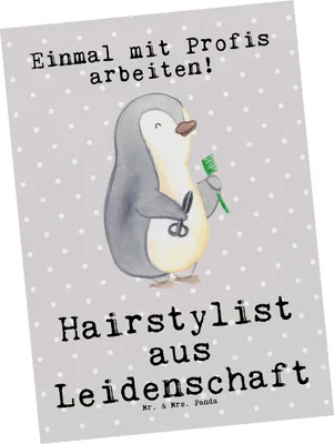Produktbild von Mr. & Mrs. Panda Postkarte Hairstylist Leidenschaft - Grau Pastell - Geschenk, Ansichtskarten, Frisör, Ansichtskarte, Friseursalon, Postkarten, Grußkarte, Lustig, Barbier