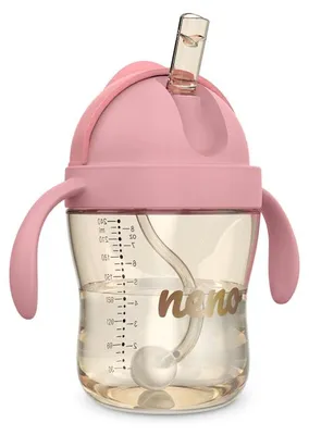 Produktbild von Neno Bebesito Pink Trinkflasche mit Strohhalm und Gewicht, 240 ml