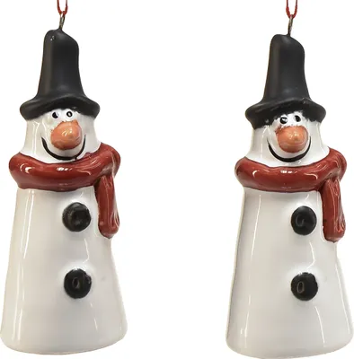 Produktbild von Schneemann Baumschmuck 7.5 cm 6er Set Rot Schwarz Weiß, 6 Stück