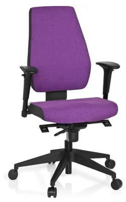 Produktbild von hjh OFFICE Profi Bürostuhl PRO-TEC 500 Ergonomischer Schreibtischstuhl mit Armlehnen (höhenverstellbar) Stoff Lila Drehstuhl für Büro, Zuhause