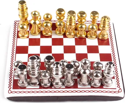Produktbild von Puppenhaus Miniaturen 1 12 im 321bay Bastelshop | Mini Schachbrett mit Schachfiguren (1 Set)