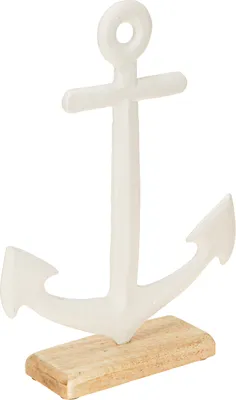 Produktbild von Tischdeko Anker Weiß Natur Maritim Holz 20x5x26cm