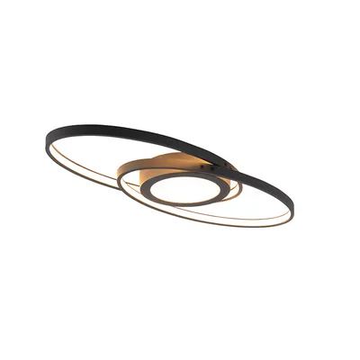 Immagine prodotto di Plafoniera LED puristica ad anello GALAXY nero opaco con interruttore dimmer 57x23cm