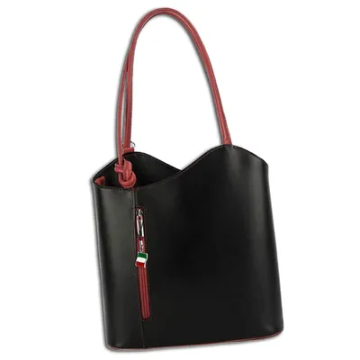 Obrázek produktu pro Florence batoh z pravé kůže dámský černý červený 29x9x28 cm OTF106S