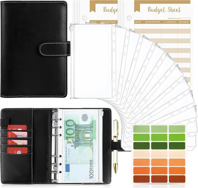 Produktbild von Budgetplaner A6 - Geldorganizer - 1 Stück - Schwarz - Leder