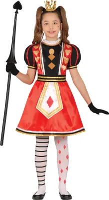 Immagine prodotto di Costume da Regina delle Fiabe Rosso Nero Motivo Cuore Vita Festa di Carnevale, Taglia: 110/116 Colore: Rosso