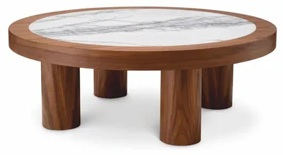 Produktbild von Casa Padrino Luxus Couchtisch Braun / Weiß-Lila Ø 100 cm - Wohnzimmer Möbel