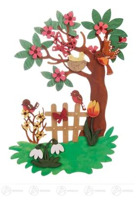 Productafbeelding van Onderdelen & materialen voor knutselprojecten. Knutselset voor raamdecoratie, lente. Afmetingen: ongeveer 15 cm x 22 cm. NIEUW