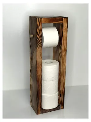 Produktbild von Toilettenpapierhalter aus Holz für Badezimmer, freistehend für 4 Rollen