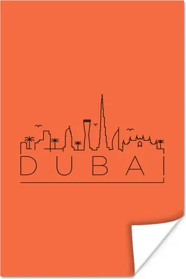 Produktbild von MuchoWow® Poster Skyline "Dubai" orange 60x90 cm - Wanddekoration