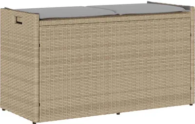 Produktbild von Outdoor-Sitzbank mit Stauraum und Kissen Beige 100 cm