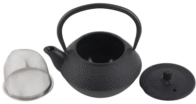 Gusseiserne Teekanne 0,3 l mit Sieb, 15×15×10 cm, schwarz