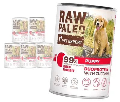 Produktbild von Rohes Paleo-Welpenfutter mit Rind- und Kaninchenfleisch (Duoprotein, 6 x 400 g)