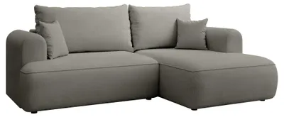Produktbild von Selsey Ovo Mini - Eckschlafsofa rechtsseitig mit Stauraum, Easy-Clean-Chenille-Bezug, hellgrau