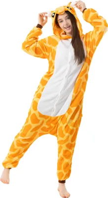 Produktbild von Katara 1744 -  Giraffe orange S (145-155cm), Jumpsuit, Onesie, Karneval, Overall, Party, Karnevals-Kostüm, Verkleidung zum Fasching, Schlafanzug, Hausanzug, Jogginganzug, Cosplay, Tierkostüm für Erwachsene