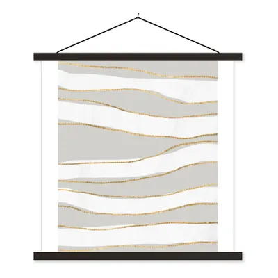 Produktbild von MuchoWow® Textilposter Linie - Abstrakt - Muster 120x120 cm mit schwarzem Rahmen - Aufhängungsset