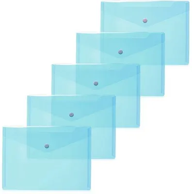 Image de Petites pochettes transparentes A5 bleu clair, 5 pièces, en plastique