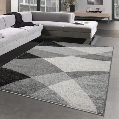 Immagine prodotto di Tappeto moderno astratto a quadri a onde in crema antracite dimensioni - 160x220 cm