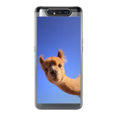 Produktbild von MuchoWow® Handyhülle Schutzhülle Hülle für Samsung Galaxy A80 Alpaka - Braun - Blau Silikon Softcase Handy Hülle - Schutzdeckel