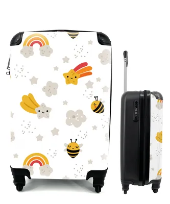 Produktbild von MuchoWow® Koffer Handgepäck Trolley Rollkoffer Kleine Reisekoffer mit 4 Rollen - Muster - Regenbogen - Sterne - Cabin Size < 55x40x23 cm & 55x40x20 cm - Kinderkoffer - Kabinenkoffer - Boardgepäck - Reise-Box - Reisekoffer - Reisegepäck - Koffer mit Bild - Trolley für Kinder