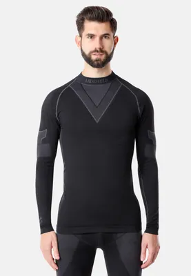 Image de Ladeheid Herren Funktionsunterwäsche Langarm Shirt Thermoaktiv LAGI001 (Noir/Graphite, XXL)
