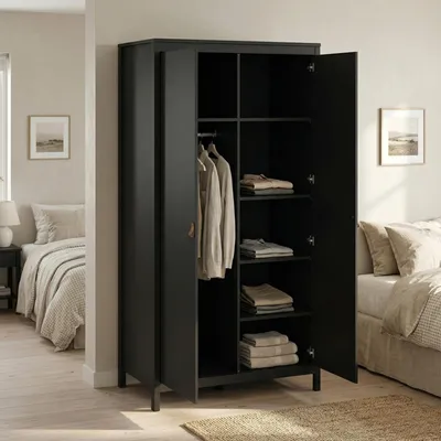 Immagine prodotto di Dmora Guardaroba 2 Ante Zagabria 58.4x199h cm Nero, Appendiabiti 2 Ante