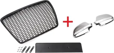 Produktbild von Set Frontgrill mit Kennzeichenhalter und Spiegelkappen passend für Audi A6 4F Facelift