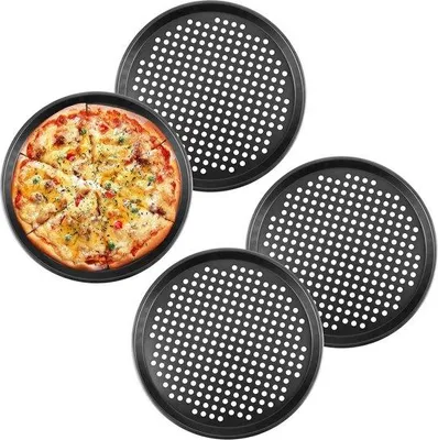 Produktbild von Famanu Pizzaplatte aus Kohlenstoffstahl - 32 cm - antihaftbeschichtet - 4 Stück