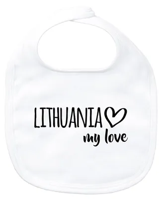 Produktbild von Huuraa Baby Lätzchen Lithuania my love White Klettverschluss  Baumwolle Latz Geschenkidee