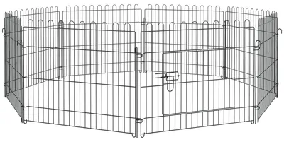 Image de Parc enclos chiots animaux domestiques pour chiens lapins rongeurs petits animaux intšŠrieur et extšŠrieur diamšštre 180 cm 8 panneaux 71 x 61 cm noir