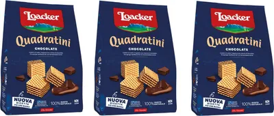 Produktbild von 3x Loacker Quadratini Chocolate schoko schokolade Würfel Waffeln kekse 125g