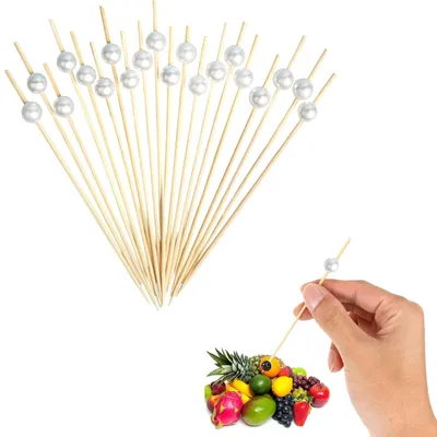 Cocktailspieße lang, Bambus, 12 cm, weiß, 100 Stück