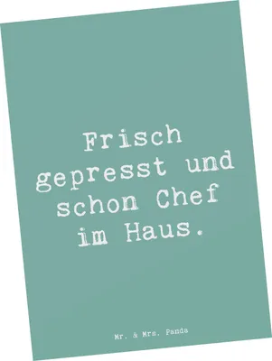 Produktbild von Mr. & Mrs. Panda Postkarte Spruch Baby Chef - Meeresbrise - Geschenk, bildkarte, Neugeborenes, Postkarten, Liebe, Handarbeit, Ansichtskarten, Familie, Erinnerung